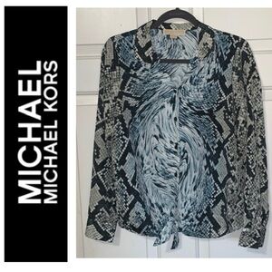 💥 MICHAEL KORS Snakeskin & Swirling Water Print Blouse S